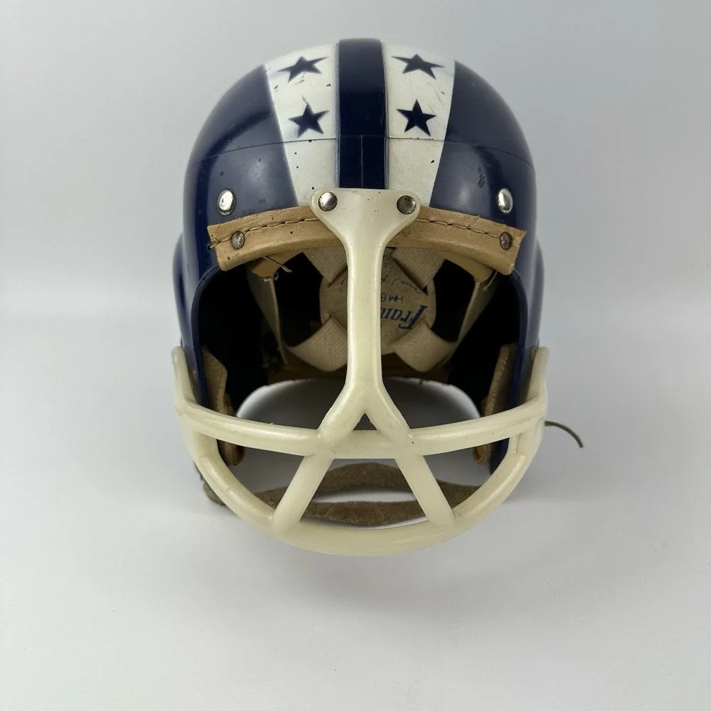 Vintage Franklin football helmet blue HM 8 Jim Patton autographed model Leather